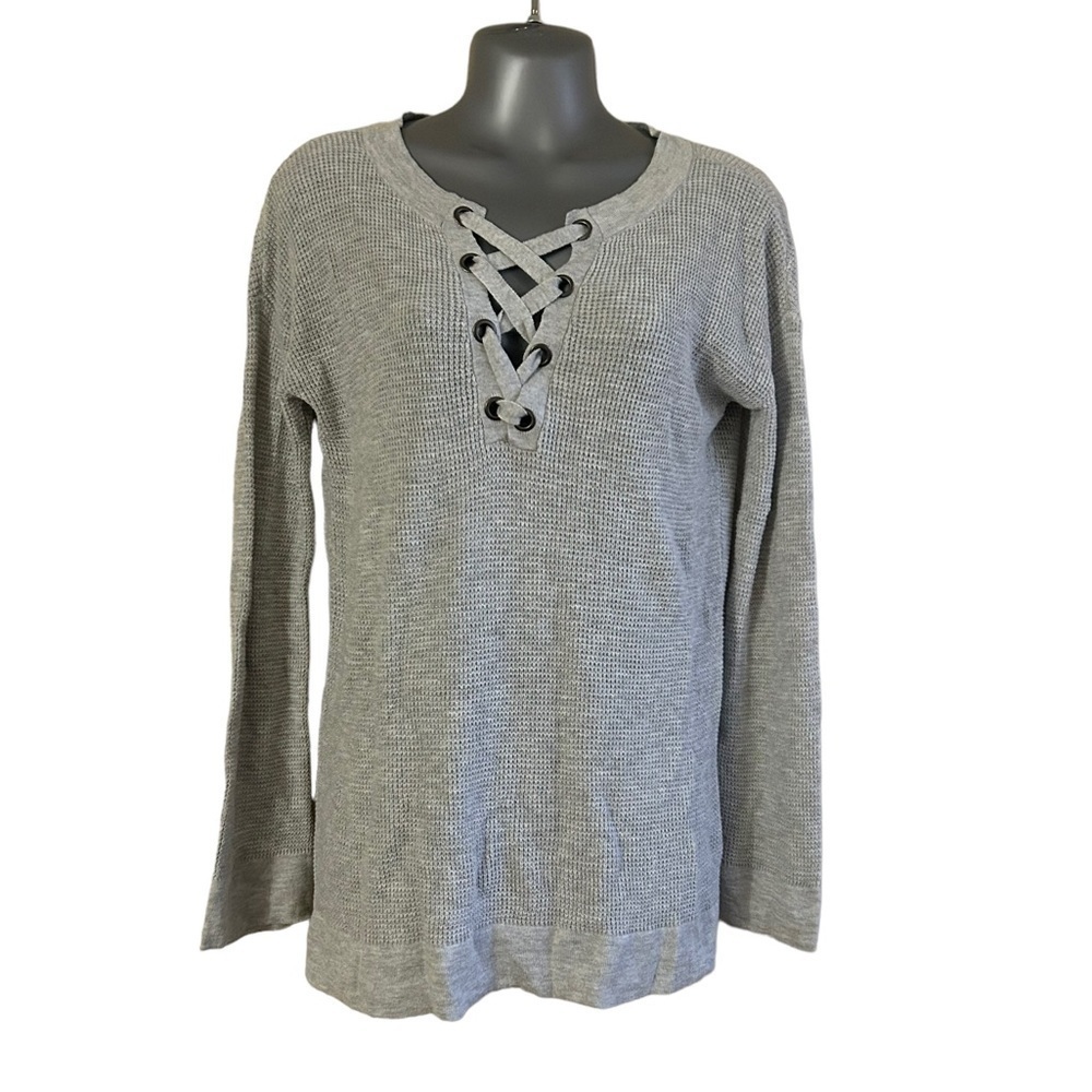 American Eagle Criss Cross Lace Up Waffle Knit Long Sleeve • Used • Size: XS